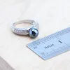Устанавливает Sier Dewelry Sets Bridal Black жемчуг натуральные белые кольцевые браслеты Cz Серьтки подвески набор женских свадебных украшений