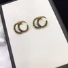 Boucles d'oreilles avec timbres colorés en diamants, double lettre, aretes orecchini, bijoux pour dames avec boîte-cadeau, fête d'anniversaire 258n