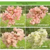 Hög densitet 3 4 5 gaffel Fake Cherry Blossom Branch Begonia Flower Tree Stam For Event Wedding Tree Decoration Artificial Decorativ199m