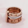 2023 anel designer feminino aço inoxidável rosa ouro numeral romano anel moda casamento noivado jóias presente de aniversário sem box244s
