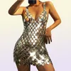 Sexy corps en métal chaîne de poitrine robe à paillettes femmes Bling pansement robe d'été plage moulante robe de luxe discothèque robes de soirée T202008092