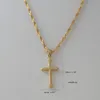 2024 New 14k Yellow Gold TWIST WATER WAVE NECKLACE PLAIN SURFACE JESUS CROSS GOD PENDANT