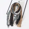 Scarves Tie-dyeing Gradient Fashion Pleated Women Foulard Elegant Long Scarf Solid Shawl Hijab Beautiful