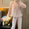 Vêtements de nuit pour femmes Automne Hiver Femmes Pyjamas Ensembles Chaud Pleuche Manches Longues Sommeil Top Pantalon Homesuits Femmes Casual Chemise De Nuit Ensemble