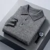 Mens Sweaters Pullover Sweater Polo Neck 100% Mink Cashmere Knitted Casual Loose Large Size Long Sleeve 23 Winter Korean Version 231216