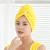 Serviette en velours de corail pour femmes, bonnet de cheveux doux à Absorption d'eau, shampoing sec, couleur unie, tissu microfibre, nettoyage de salle de bain