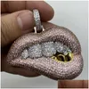 Pendant Necklaces Hip Hop Iced Out Big Mouth Diamond Teeth Grills Necklace Bling Jewelry For Men Women281Z Drop Delivery Pendants Dhofc