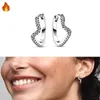 Stud Earrings Original 925 Sterling Silver Women's Asymmetric Heart Shaped Radiant Love Classic Fashion Versatile Charm DIY Jewelry