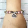 MG0510 8 mm Rose Quartz Lotus Armband Naturligt Unakite Energy Protection Armband Rhodonite Balance Yoga Armband för kvinnor201o