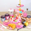 Kitchens Play Food Children Food Toy Cake Simulation Afternoon Tea Cut Set Kids Coffee Pretend Game Play House Girl Kitchen 3 Years Birthday Gifts 231216