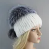 Trapper hattar kvinnlig vinter naturlig päls stickad god elastisk stickad kvinnor äkta mink hatt lyxiga fluffiga damer mössor mössor 231215