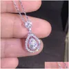 Pendant Necklaces Pendentif colliers Huitan luxe Sier couleur femmes collier de mariage Fl Zircon cristal tempérament doux accessoires St Dhysg
