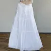 Kjolar 2023 fransk stil vit vintage lång spets lapptäcke bind upp veckad kjol harajuku fairycore botten koreanska semester kläder