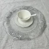 50 PCS Charger Plates Clear Plastic Tray Round Dishes With Silver Patterns Acrylic Decorative Dining Plate For Table Setting