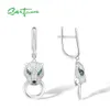 Stud SANTUZZA Silver Earrings For Women Pure 925 Sterling Silver Dangle Panther Earrings Long Cubic Zirconia brincos Fine Jewelry