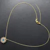 Pendant Necklaces ZHUKOU Little Daisy Pendants For Women 1.3mm Super Thin Brass Cubic Zirconia Men Jewelry Wholesale VL386