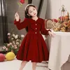 Kleider für Mädchen, Partykleid für Mädchen, Winter, Frühling, Kindergeburtstagskleidung, dick, warm, plus Samt, formelle Kinderkleider für Mädchen, Burgunderrot, 231215