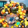 Andra evenemangsfestleveranser 115 st Orange Black Yellow Silver Construction Party Balloon Garland Kit For Kids Birthday Baby Shower Party Decoration Supply 231215