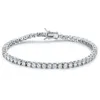 Quality 4A Entire 3mm 4mm CZ Tennis Bracelet In Real Solid 925 Sterling Silver Classial Jewelry 2pcs Lot255E