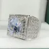 Cluster Rings Luxury 5 S 5A Zircon Diamonds Gemstones For Men 18k White Gold Filled Fine Jewelry Bague Finger Bands Cool Accessory