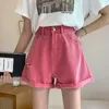 Jeans 2022 New Summer Purple Denim Shorts for Women High Waisted Cotton Pink Jeans Shorts Women Denim Hight Waist Short Pants Women