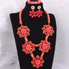 Chokers 4ujewelry African Coral Boncuklar Set Beyaz Turuncu Kristal Boncuklu Çiçekler Nijeryalı Takı Seti Dubai 231215