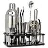 Outils de bar 750 ml en acier inoxydable cocktail shaker mélangeur boisson barman kit barres ensemble avec support de casier à vin outil pour cadeau d'anniversaire 231216