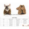 Warm Dog Jacket Designer Pets Clothes Soft Apparel Sublimation Printed Old Flower Pet Winter Coats For Small Dogs French Bldog Cream X Dhojw