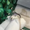 Rings de cluster clássico esterling sier promessa anel marquise corte 3ct simulado casamento de noivado de diamante para mulheres jóias de festa
