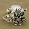 Ring aus 925er-Sterlingsilber mit Piratenschädel, rosafarbener CZ-Herren-Biker-Stil, 9W101 C18122501296H