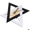 Relógios de parede Nordic Personalidade Preto e Branco Relógio Criativo Vintage Mudo Minimalista Decorativo Dois Sobrepostos Triangar Drop Delivery DHM7S