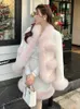 Vestido de dos piezas de alta calidad de invierno de felpa gruesa conjunto de lana cálida para mujer chaqueta abrigo falda trajes niña coreana dulce 2 trajes 231216