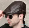 Kohude manliga tunna hattar Justerbar framåt Cap Leisure Duckbill Men's Leather Hat Fashion Hat