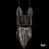 Stonefans Sexig kedja underkläder för kvinnor som bling Crystal Tassel Body Chain Bikini Bra smycken midja kedja T200508211a