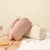 Cosmetic Bags Makeup Storage Bag Double Zipper Organ Pillow Leather Portable Toiletry Travel