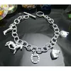 Whole - - Cadeau de noël le plus bas au détail 925 argent suspendu cheval Bracelet fer à cheval Bracelet géométrique chaîne en argent Bracele266C