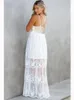 Women's Swimwear Fitshinling Bohemian Lace Beach Cover-Ups Holiday Slim Sexy Long Dress Women Clothing Boho 2023 Summer Pareo Outfits Outing