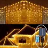 6M 288LED Solar Christmas Lights Icicle String Light