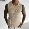 Men's T-Shirts Tops 2023 American Style Men Casual O-neck Breathable Mesh Tank Tops Stylish Solid All-match Sleless Vests S-5XLL231216