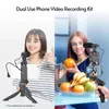 Acessórios Andoer Phone Vlog Kit de vídeo com tripé de mesa Suporte para telefone Microfone de sapata fria LED Lâmpada de fotografia de vídeo Luz Obturador remoto