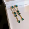 Dangle Kroonluchter Mode Groene Gouden Lange Parel Kwastje Oorbellen Voor Vrouwen Vintage Sieraden Party Bruiloft Trendy 231216