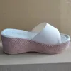 Sandali con plateau in paglia intrecciata, scarpe leggere da donna, stile vacanziero, moda casual