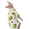 Trajes de gato abacate impressão gatinho camisas roupas sem pêlos para devon rex sphynx traje conforto algodão camisetas pijamas macios