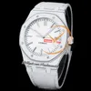 Inaf AP15400 A3120 Automatisk män Titta på kolfiberfodral Silver Textured Stick Dial White Nylon Strap Super Edition Reloj Hombre Puretime D4