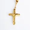 Collier avec pendentif croix pour hommes et femmes, chapelet en or blanc 14K, perles, bijoux religieux, nouvelle collection 2024