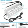 Transformatorer LED -drivrutin 60W800W Vattentät IP67 Strömförsörjning 12V DC Transformator tunnare och hållbar lågspänningsströmförsörjning för LED -strip lign