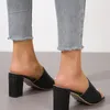 Slippers نساء البغال الصيفية أحذية غير رسمية 2023 عتيقة النسيج الكعب الكثيفة نساء