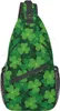 Ryggsäck St. Patrick's Day Clover Sling Väska för kvinnor män irländsk shamrock crossbody väskor avslappnad axel dagpack bröst