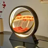 Dekorativa föremål Figurer Creative Quicksand Table Lamp Moving Sand Art Bild Led Light 3D Hourglass Deep Sea Sandscape Bedside Lamp för heminredning Gift 231216