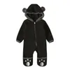 Macacões bonitos footies nascidos roupas bebê menina menino fuzzy com capuz macacão inverno quente manga longa urso orelhas zíper macacão 0 24m 231215